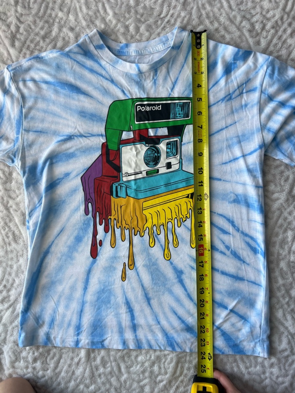 Polaroid Blue Tie-Dye Drip T-Shirt  | Youth XL - Picture 8 of 9